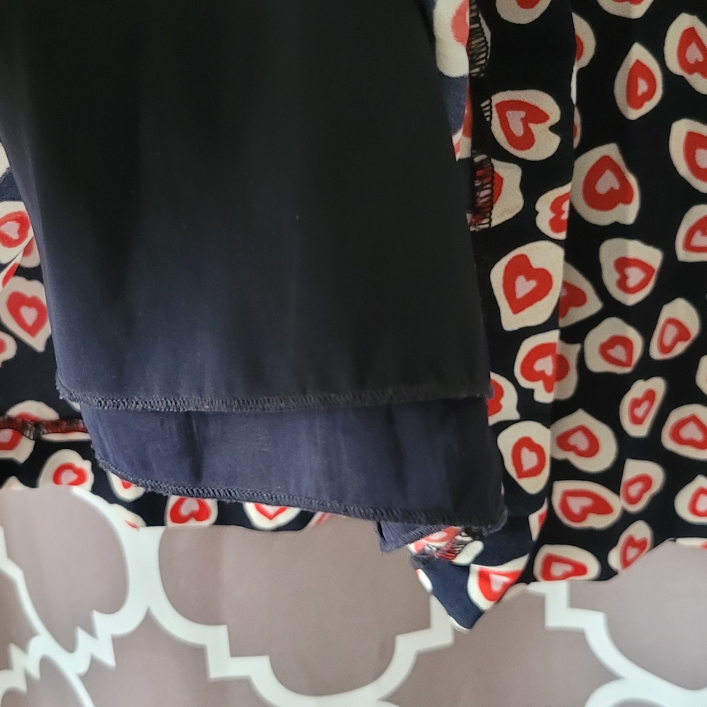 J. Crew Blue & Red Heart Print Pleated A-Line Midi Skirt - Picture 4 of 9
